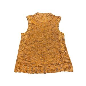 Anthropologie Sleeveless Chunky Knit Mock Neck Variegated Orange Sweater Size XL